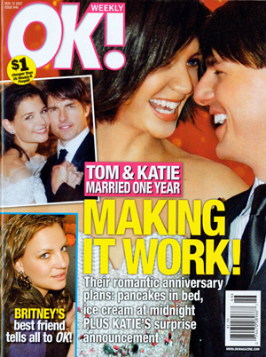 Illustration for article titled Today In Tabloids: TomKat May or May Not Split, Britney Snorts, L.C. Dates